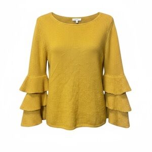 Gio & Gio Mohair Wool Blend Sweater Long Bell Sleeve Medium Yellow